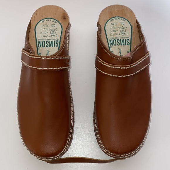 NWOT SIMSON Orthopedic Dutch Leather Clogs - Picture 2 of 16